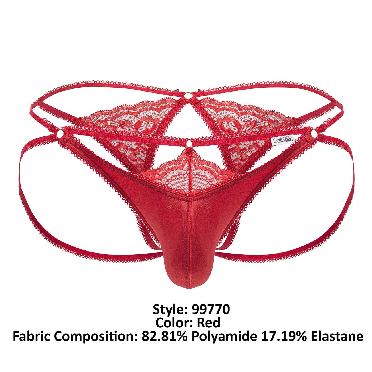 CandyMan 99770 Lace Jock Thongs Color Red