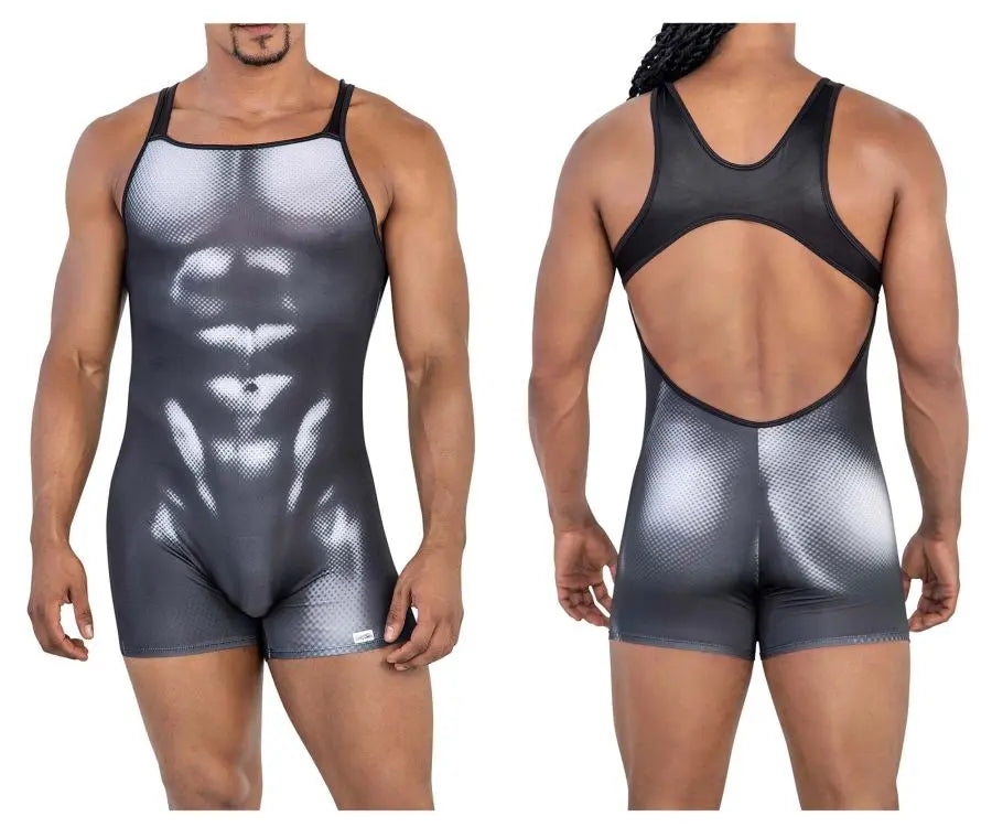 CandyMan Herrenunterwäsche 99796 Muscle Onesie Bodysuit Farbe Schwarz-Weiß