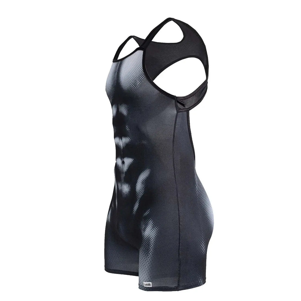 CandyMan Herrenunterwäsche 99796 Muscle Onesie Bodysuit Farbe Schwarz-Weiß