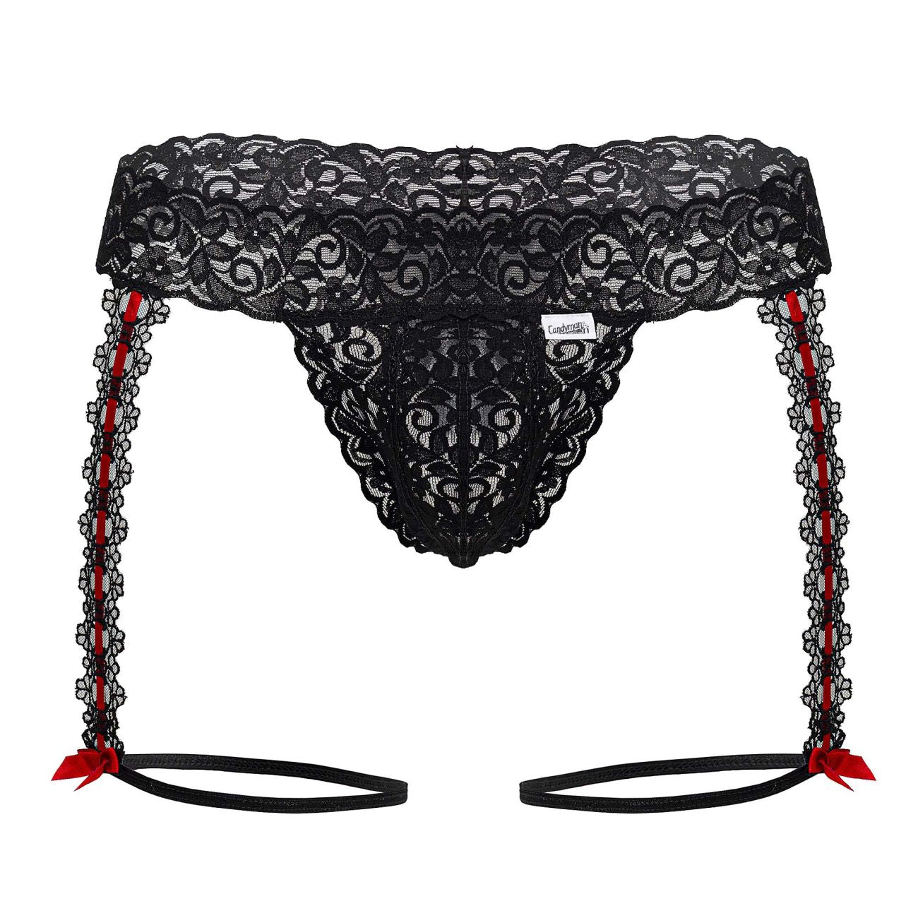 CandyMan 99803 Lace Garter Thongs Color Black