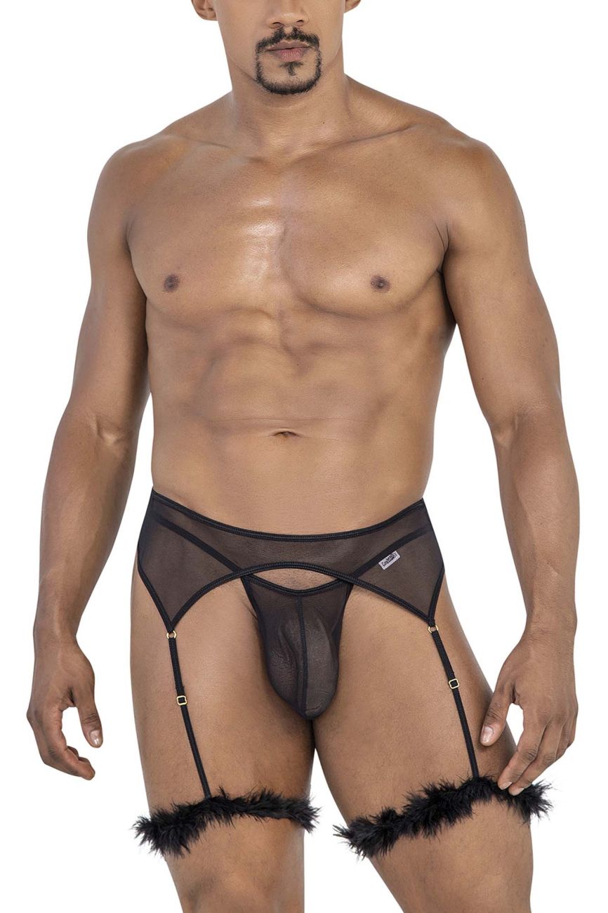 CandyMan 99806 Mesh-Strumpfband-Outfit, Farbe Schwarz