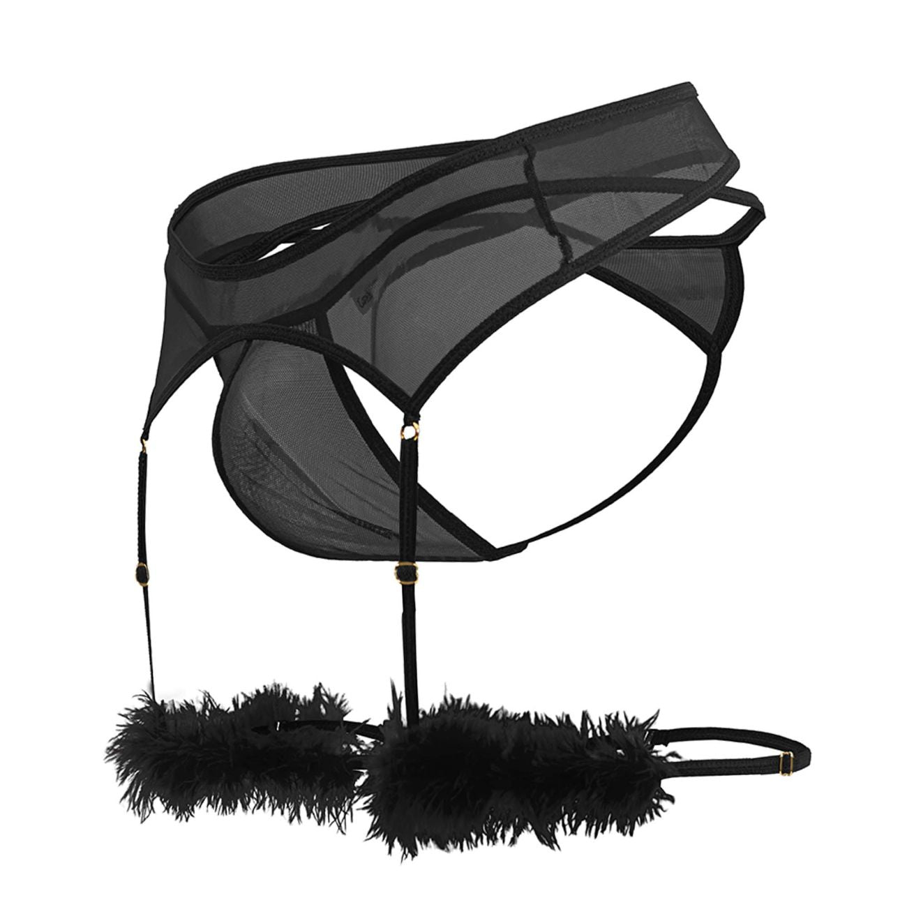 CandyMan 99806 Mesh-Strumpfband-Outfit, Farbe Schwarz