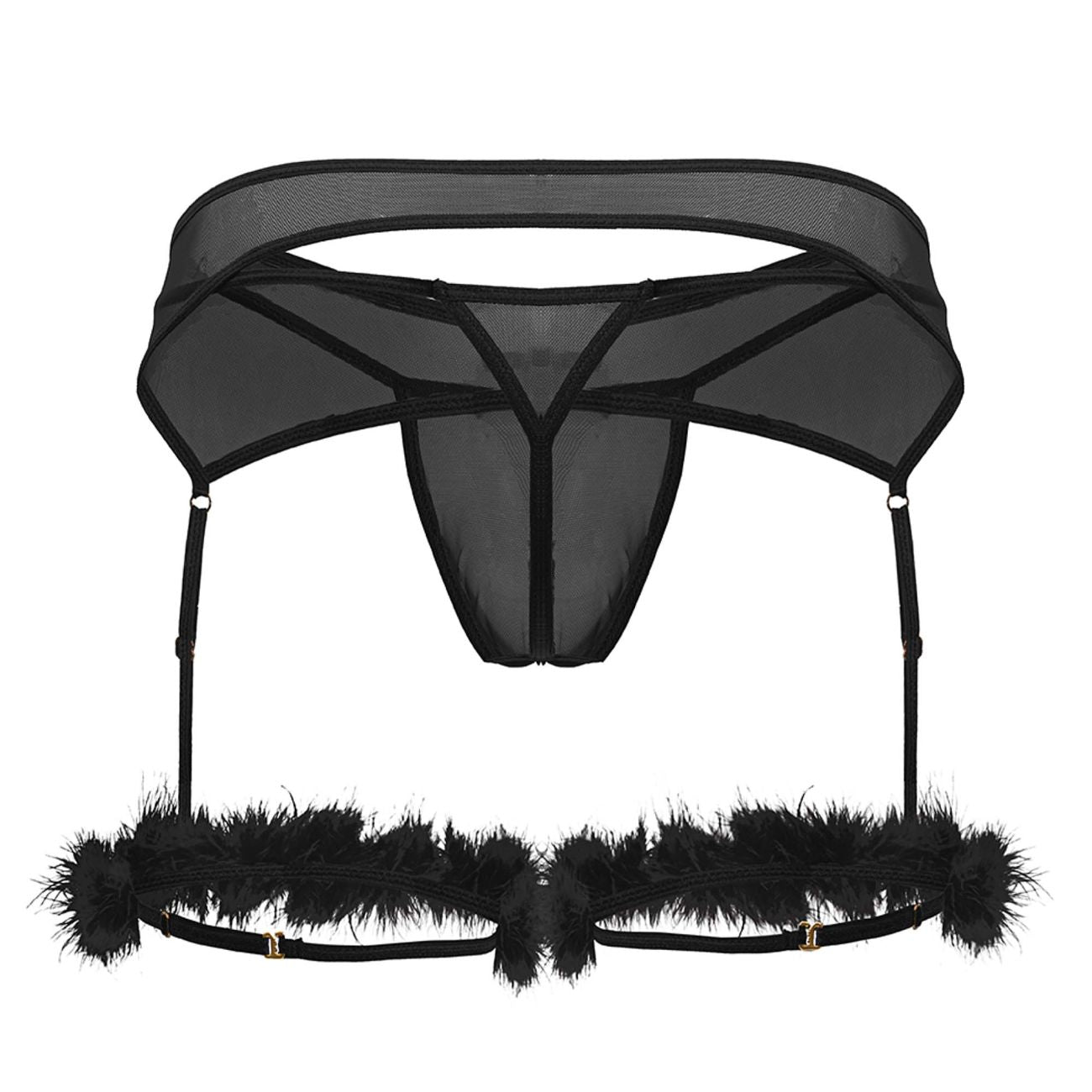 CandyMan 99806 Mesh-Strumpfband-Outfit, Farbe Schwarz