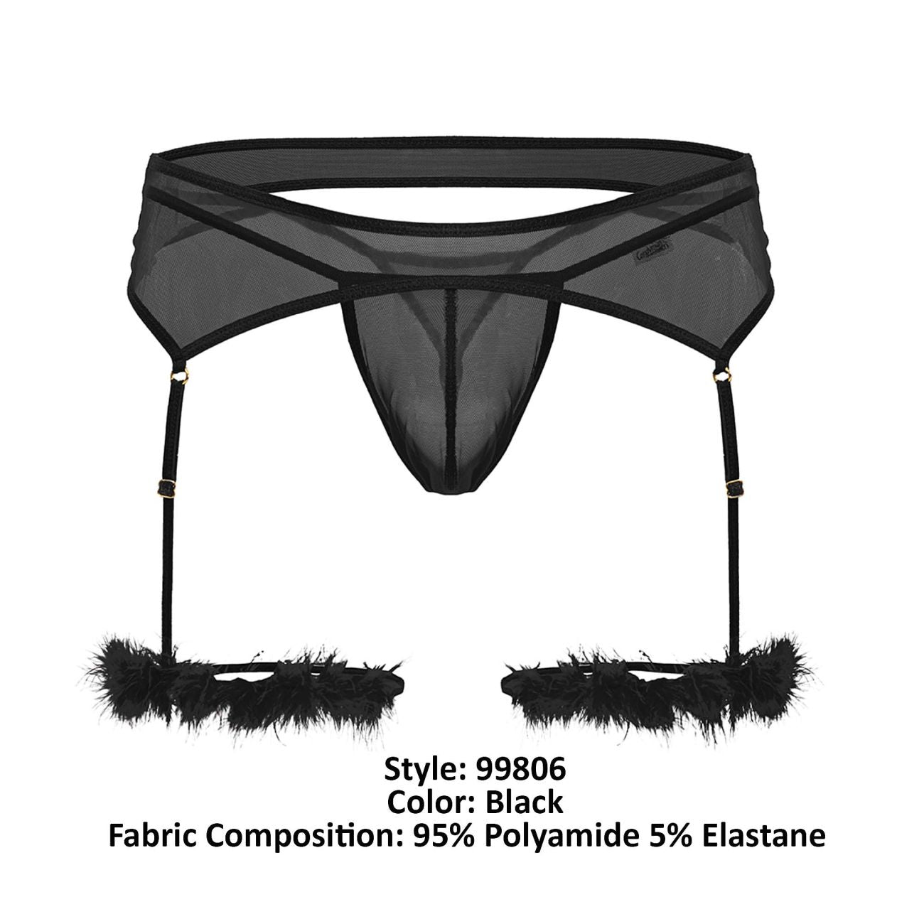 CandyMan 99806 Mesh-Strumpfband-Outfit, Farbe Schwarz