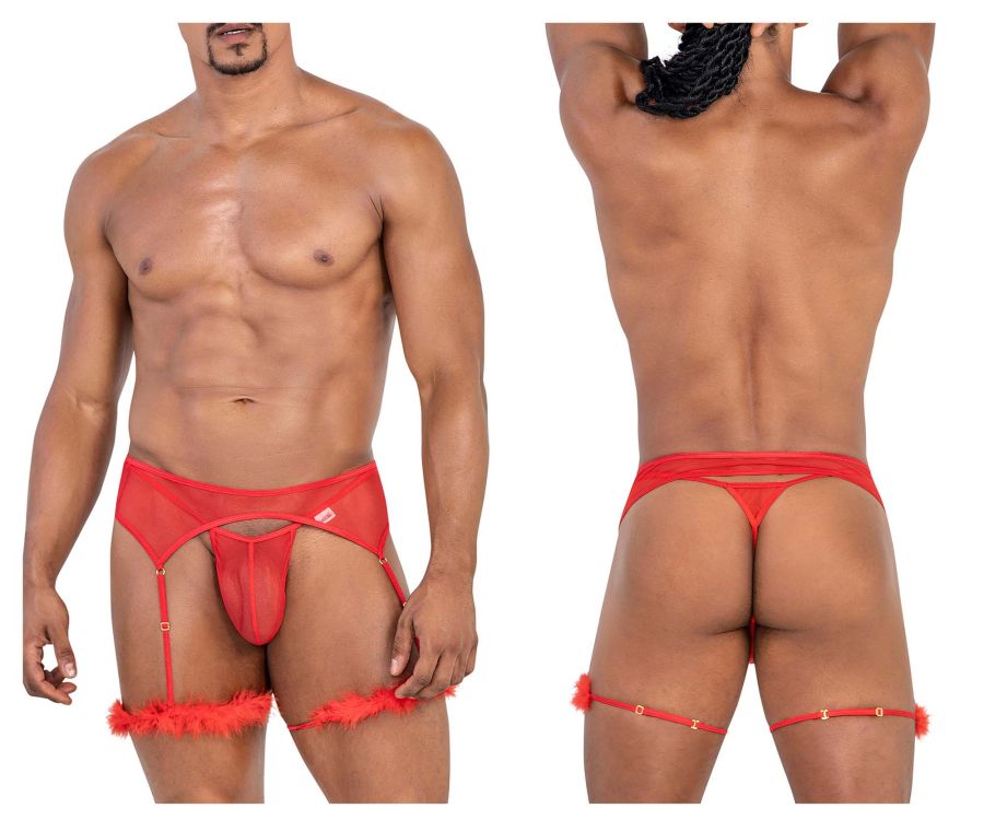 CandyMan 99806 Mesh-Strumpfband-Outfit, Farbe Rot