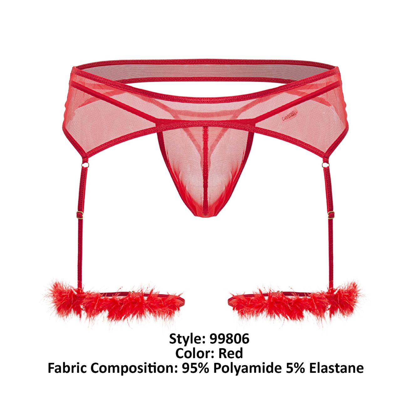 CandyMan 99806 Mesh-Strumpfband-Outfit, Farbe Rot