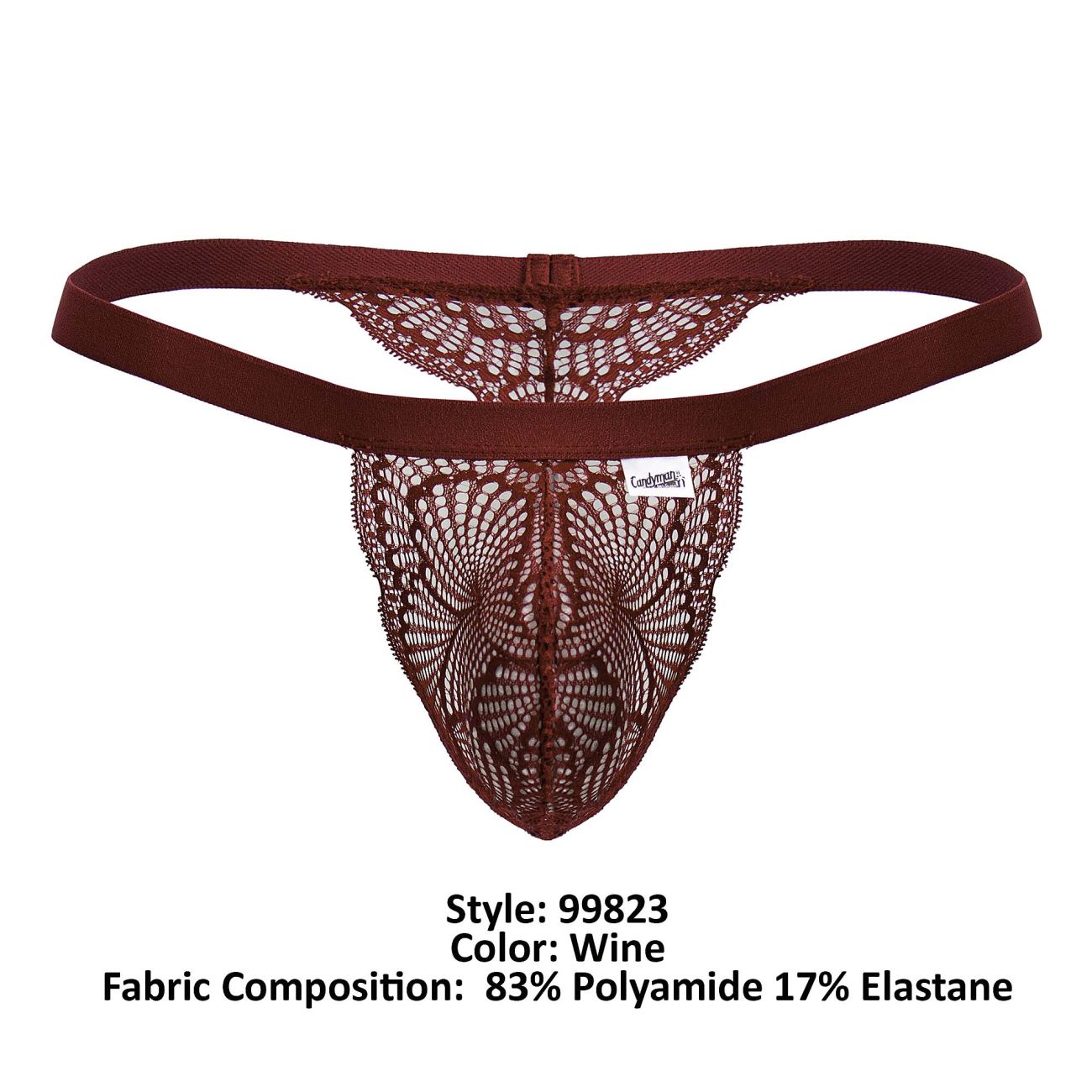 CandyMan 99823 Lace Thongs Color Wine