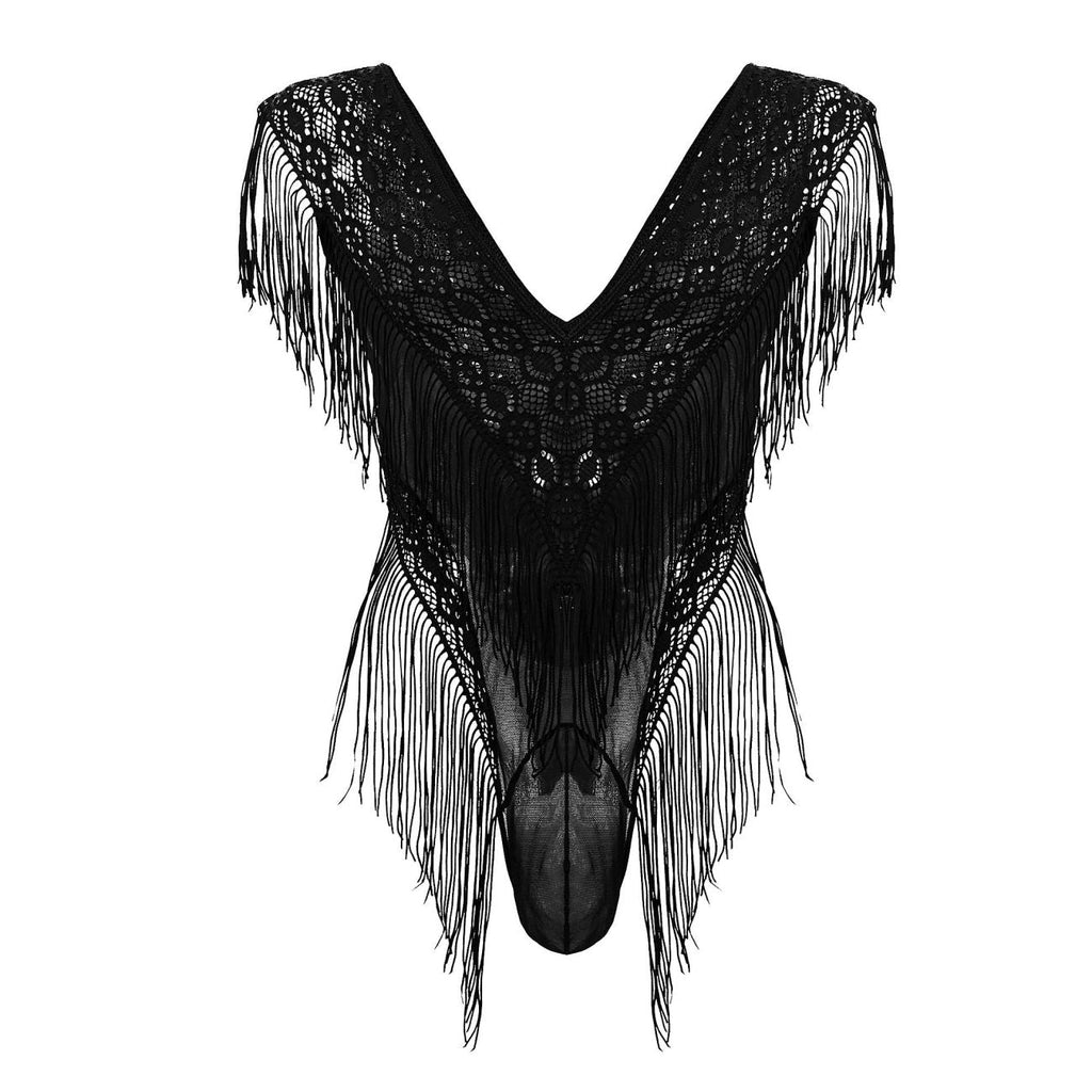 CandyMan 99865 Lace-Mesh Bodysuit Color Black
