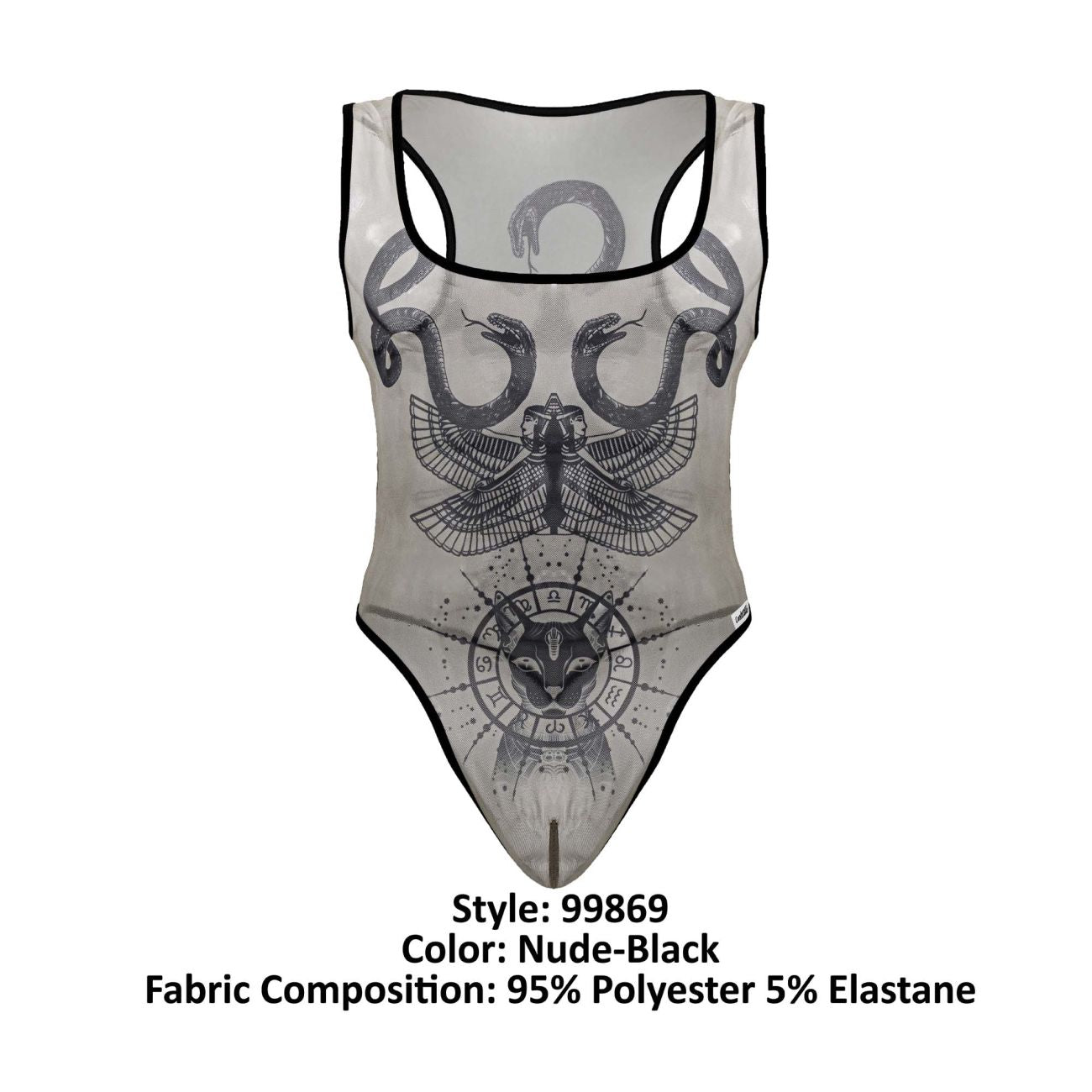 CandyMan 99869 Egyptian Bodysuit Color Nude-Black
