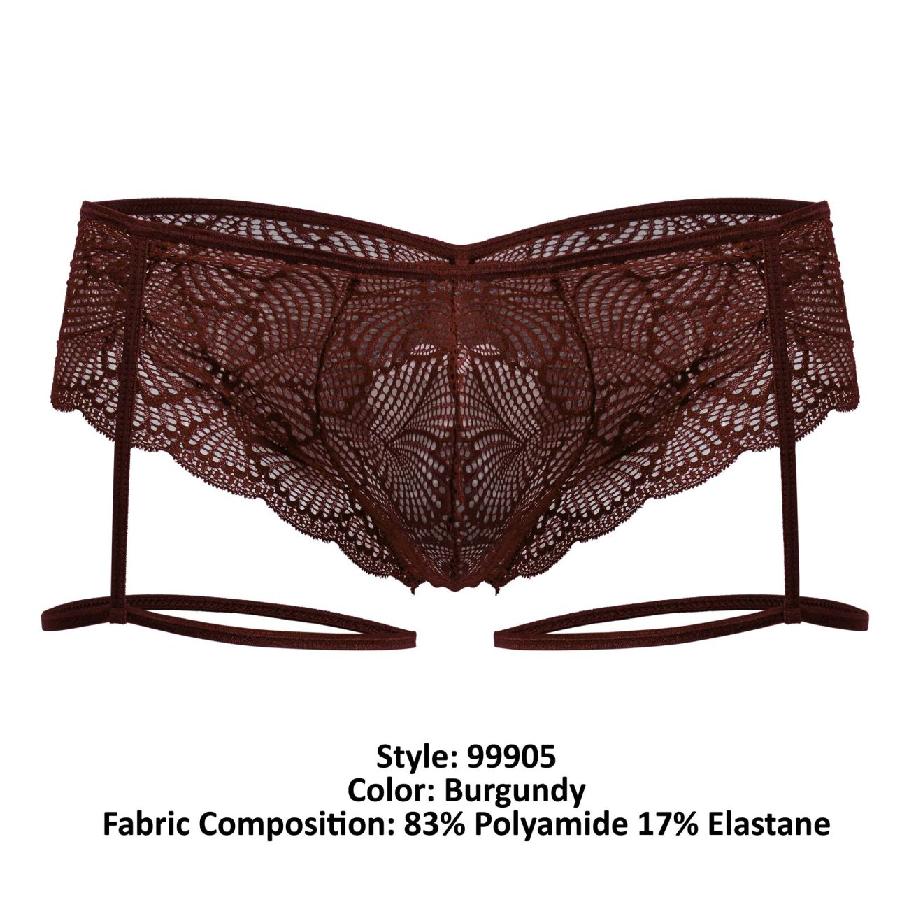CandyMan 99905 Garter Lace Briefs Color Burgundy
