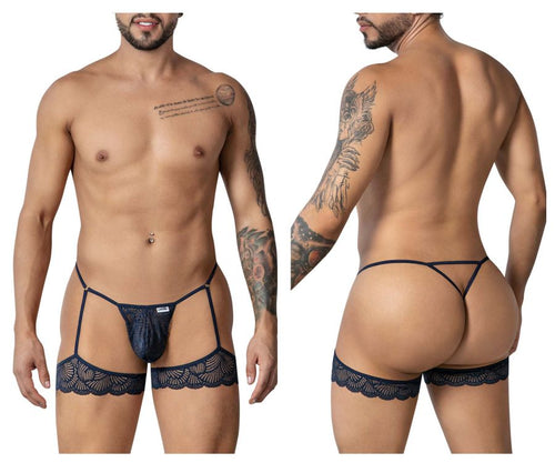CandyMan 99906 Strap-Thong mit Spitze, Farbe Navy