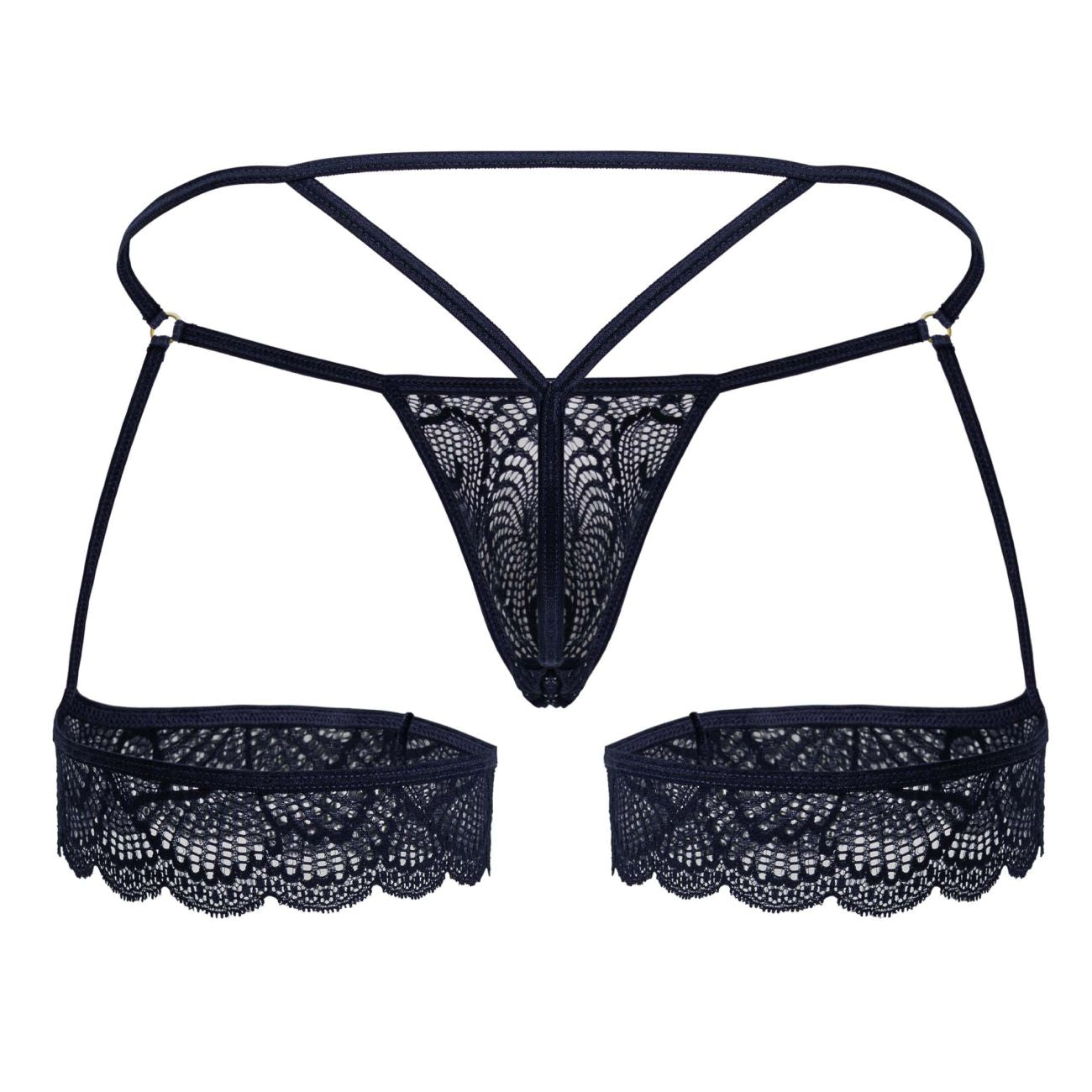 CandyMan 99906 Strap-Thong mit Spitze, Farbe Navy