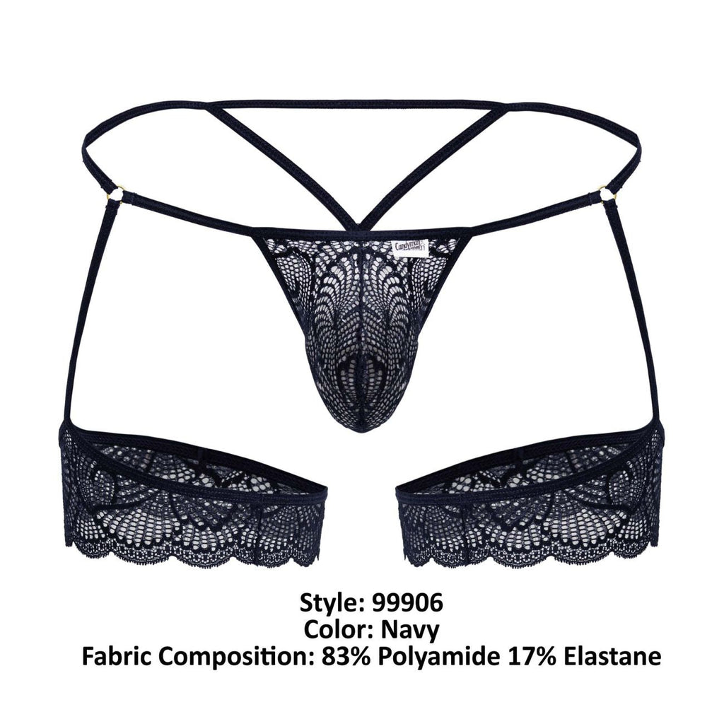 CandyMan 99906 Strap-Thong mit Spitze, Farbe Navy