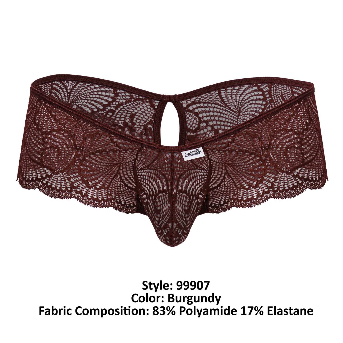 CandyMan 99907 Lace Trunks Color Burgundy