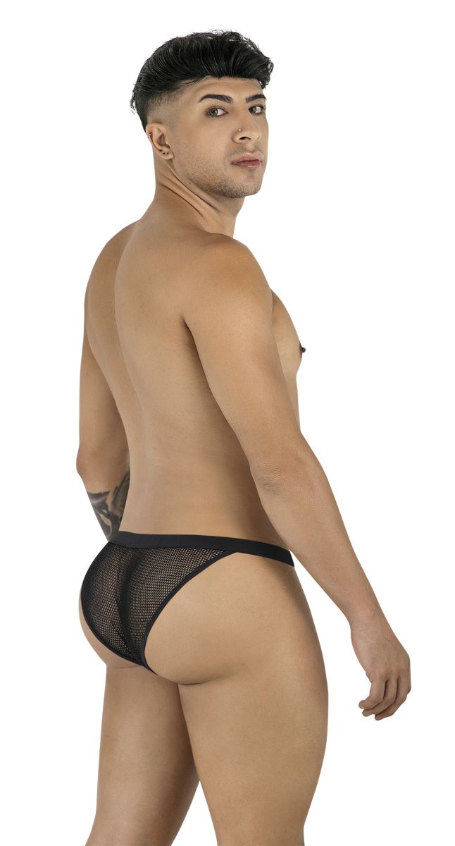 Candyman 99933 bikini black mesh briefs with sleek form fitting design and breathable mesh material