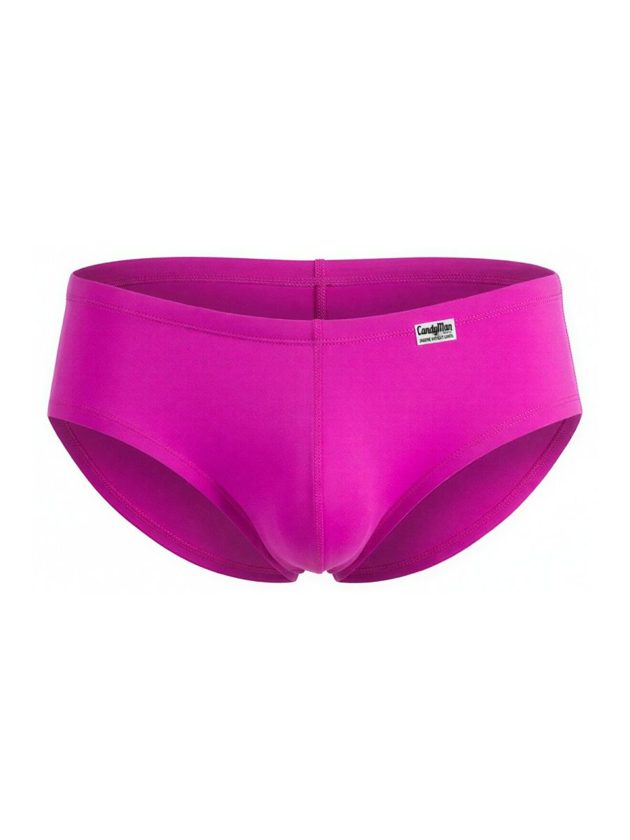 Magenta CandyMan 99943 trunks with a contour pouch and small brand label on the waistband, isolated on white.