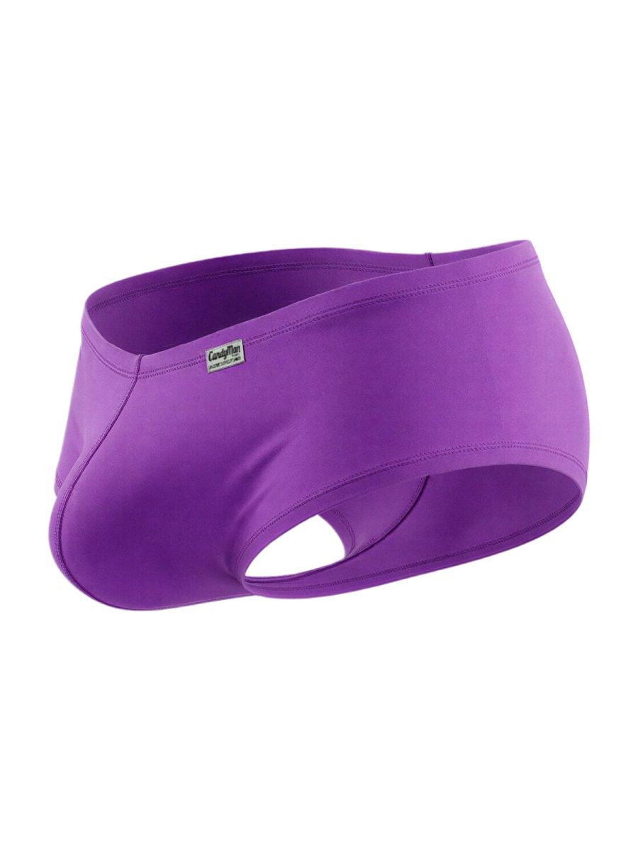 CandyMan orchid purple trunks featuring a contoured pouch and side cutout detail, isolated against a white background.