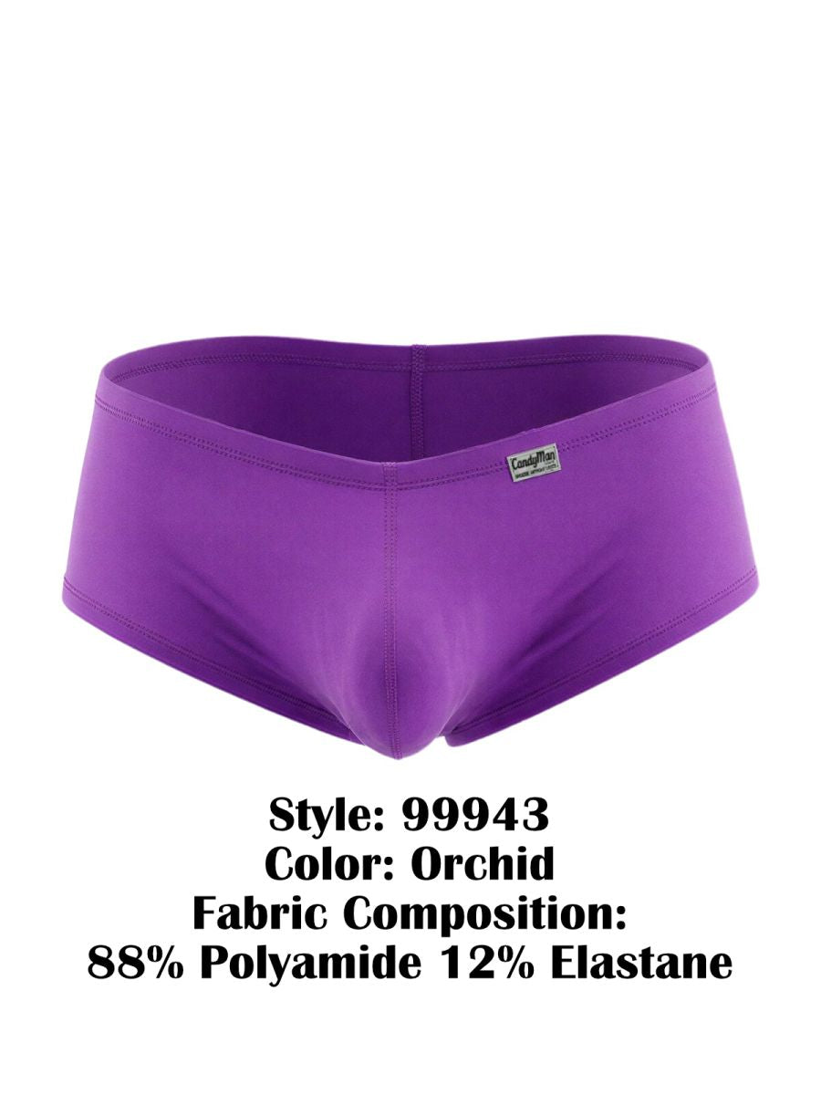 CandyMan 99943 orchid-colored trunks with a smooth, fitted design and branded label on a white background.