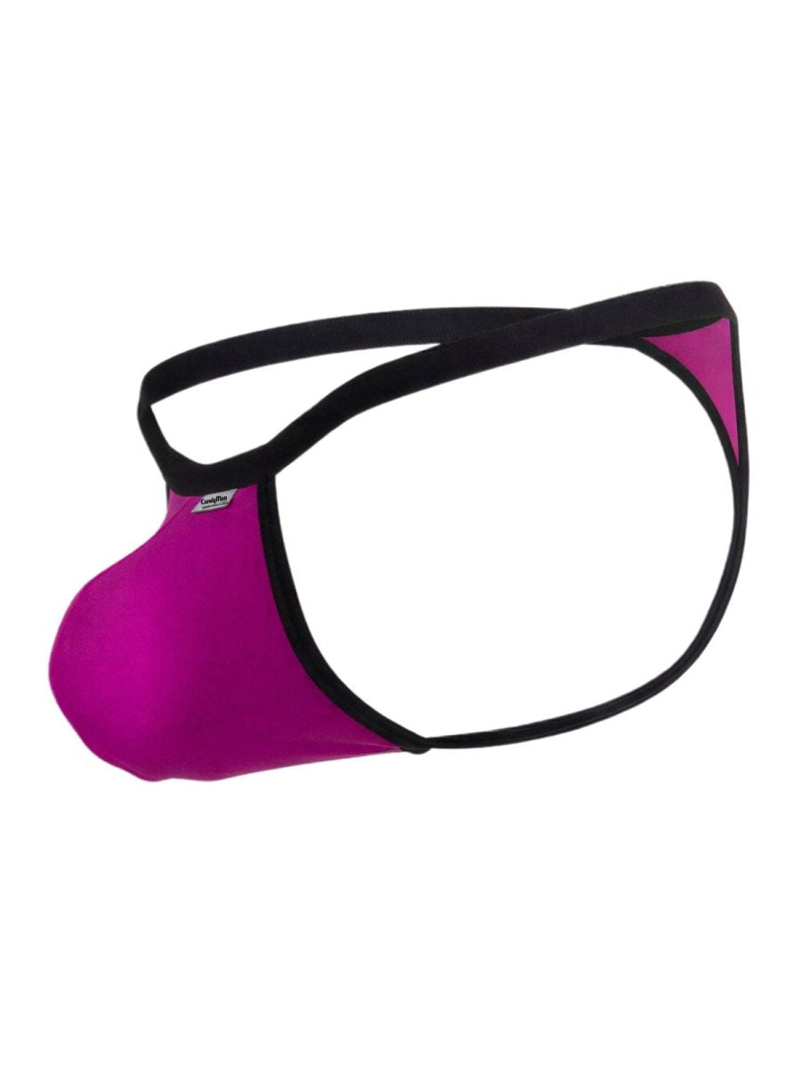 Magenta CandyMan thong with black trim and a contoured front pouch, shown isolated on a white background.
