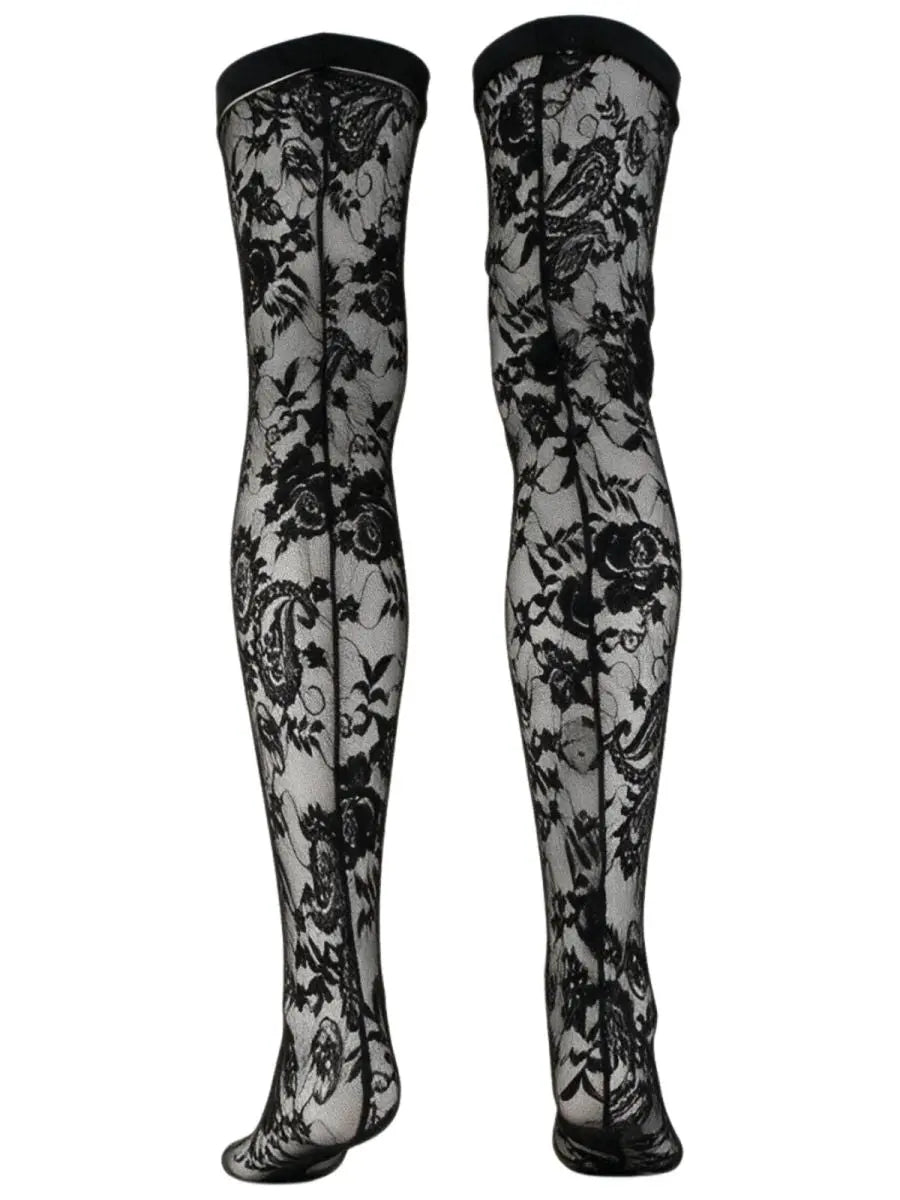 CandyMan 99968 Men's Underwear Seductive Lace Thigh Highs Color Black