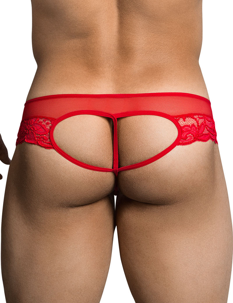 Candyman Lace Cut Out Thong Underwear Red 99299 Size S - DealByEthan.gay loves CandyMan