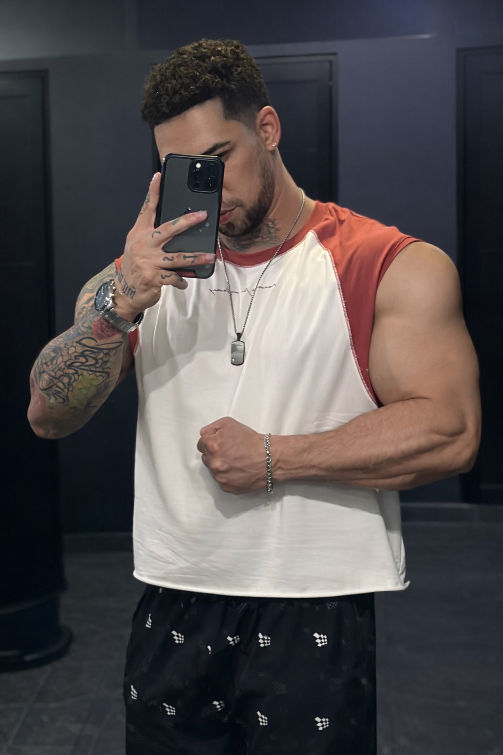 Jed North Men's Raglan Sleeveless Tank Top - Brick Red