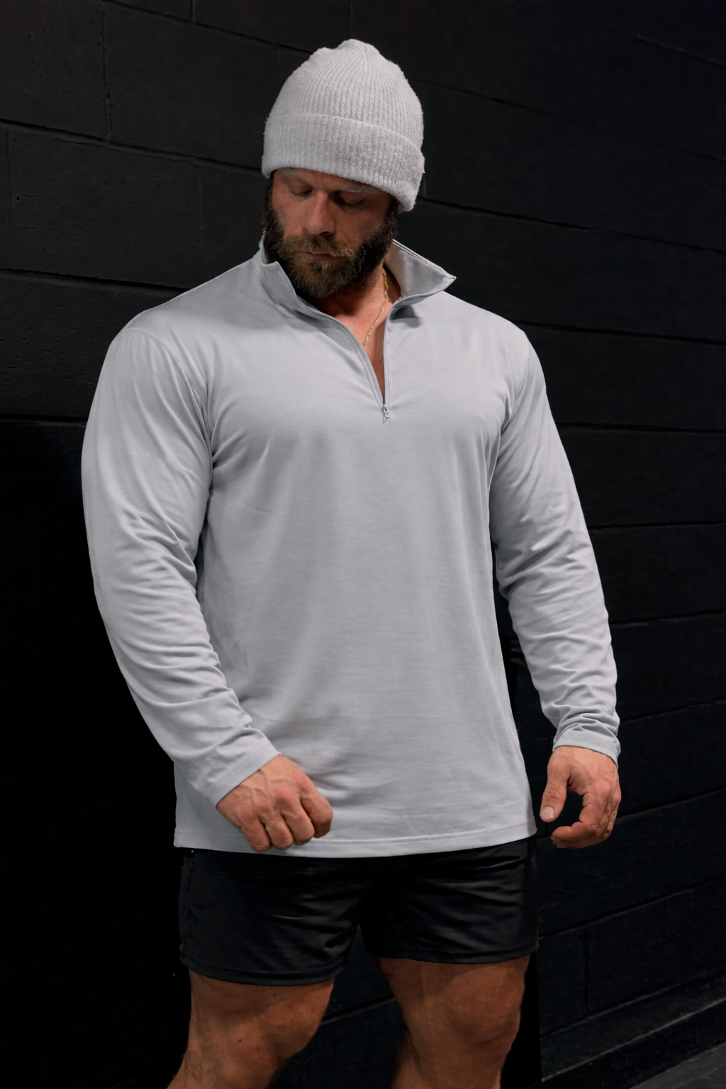 Manga larga de entrenamiento con cremallera en el cuello Jed North - Gris brezo