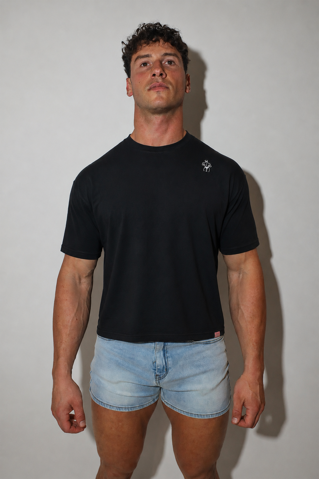 JJ Malibu Oversized Relaxed Crop Top – Mitternachtsschwarz