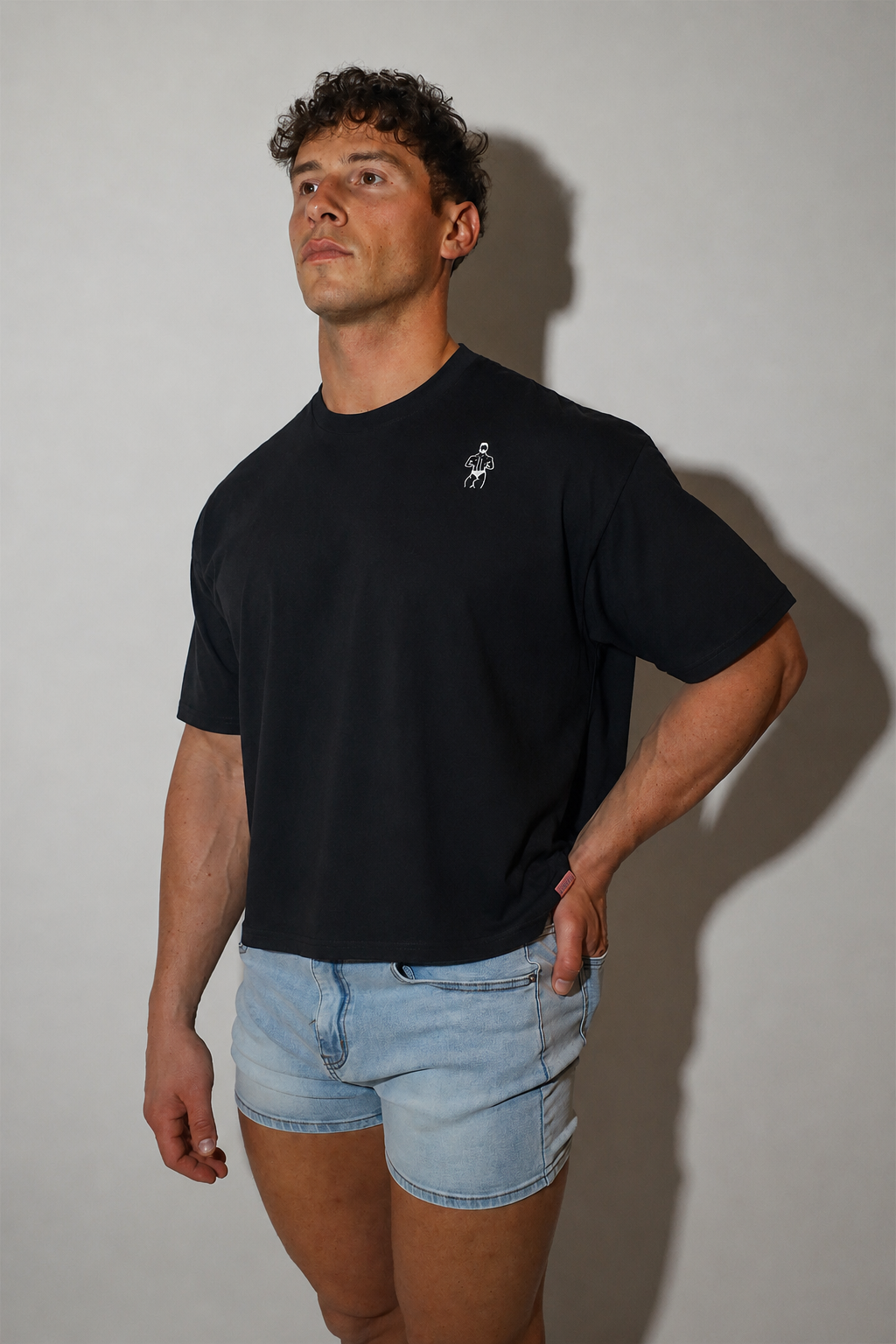 JJ Malibu Oversized Relaxed Crop Top – Mitternachtsschwarz