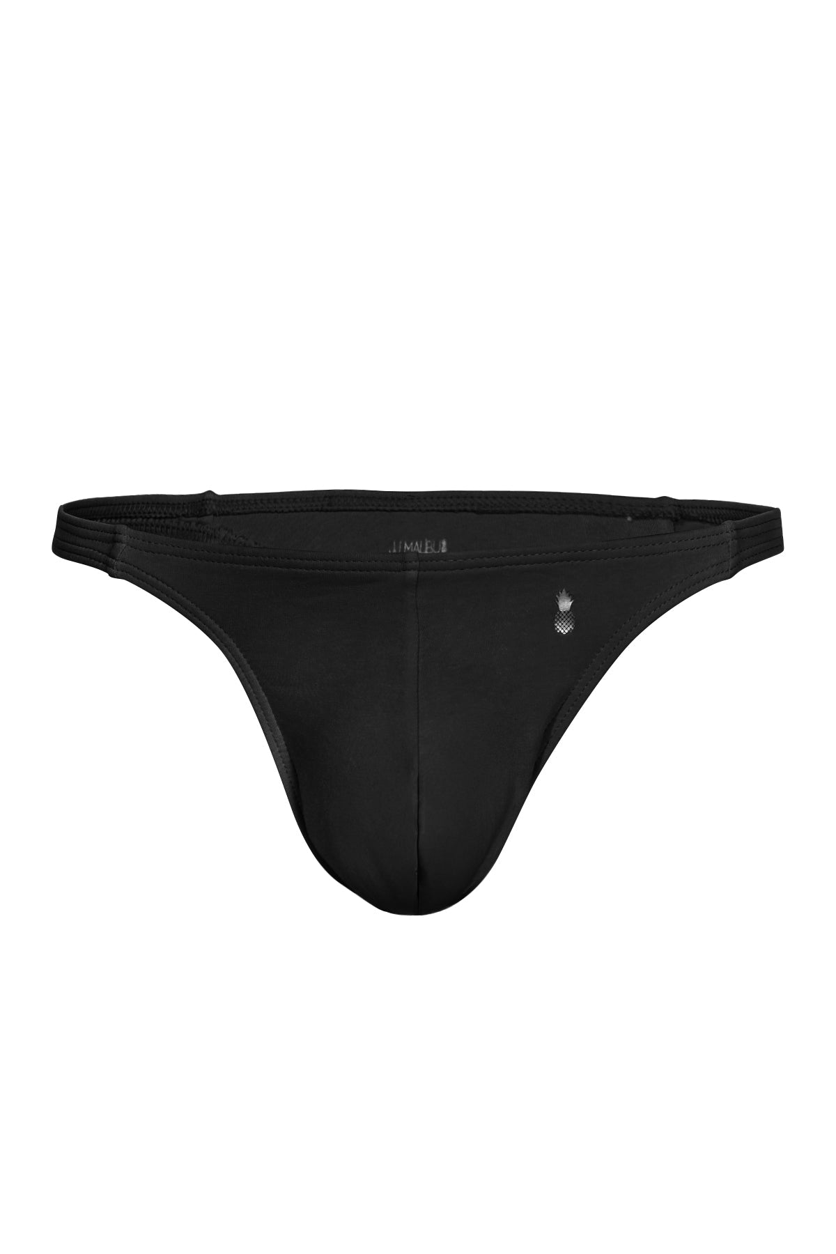 Black jamie brand cheeky classic g-string thong with sleek minimalist design and subtle logo embroidery on the side