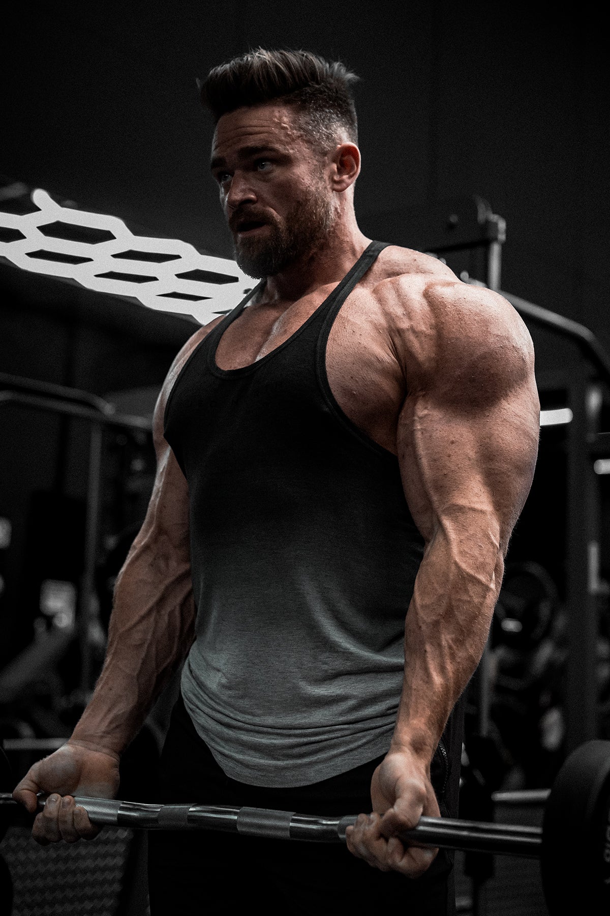 Classic Bodybuilding Racerback Stringer - Gray Ombre - DealByEthan.gay loves Jed North