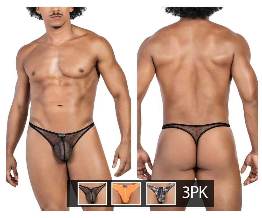 Tangas latinas australianas Clever 100008 (paquete de 3) en negro, naranja y negro