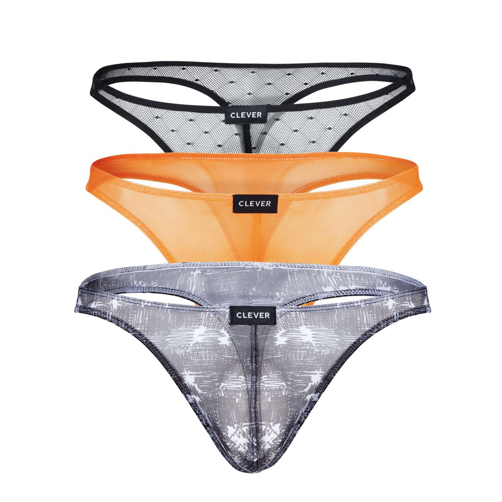 Tangas latinas australianas Clever 100008 (paquete de 3) en negro, naranja y negro