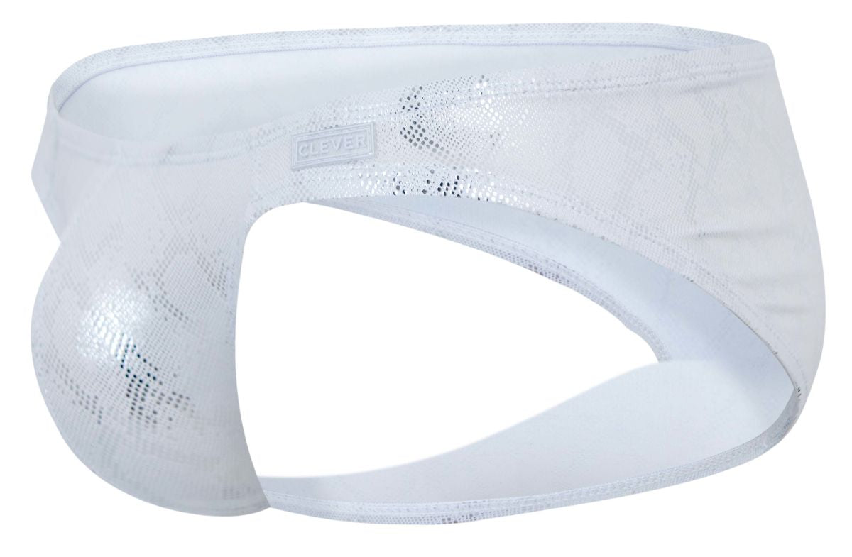 Clever 2062 diamond briefs in silver white mesh with subtle shimmer and branded waistband label