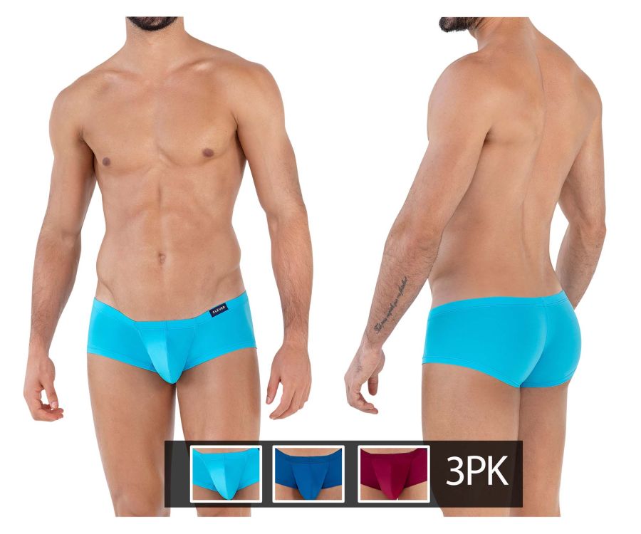 Clever 229932 3PK Australian Latin Trunks Color Blue-Petrol Blue-Grape - DealByEthan.gay loves Clever