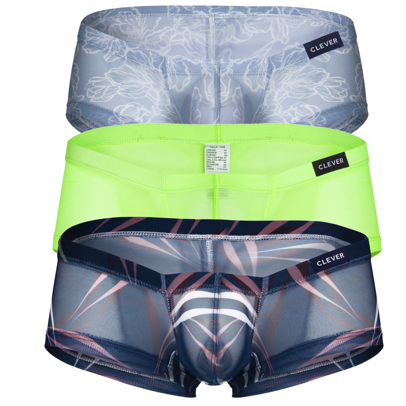 Bañador australiano Clever 229948, paquete de 3, color gris, verde y azul