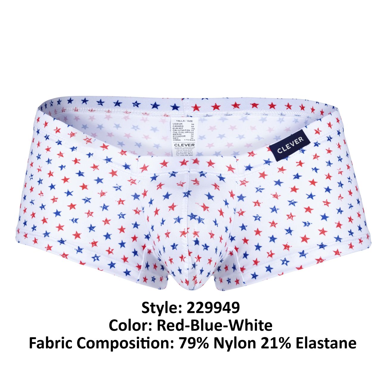 Clever 229949 3PK Autralian Latin Trunks Color Red-Blue-White - DealByEthan.gay loves Clever