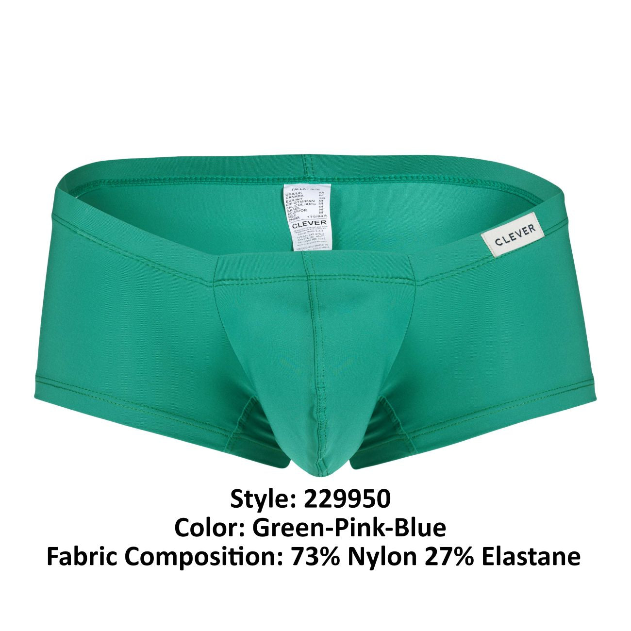 Clever 229950 3PK Autralian Latin Trunks Color Green-Pink-Blue - DealByEthan.gay loves Clever