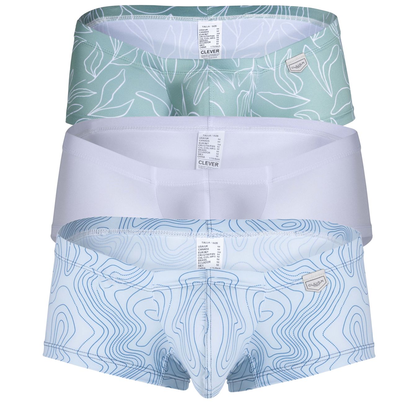 Clever 229951 - Bañador australiano latino (paquete de 3), color azul, blanco y verde