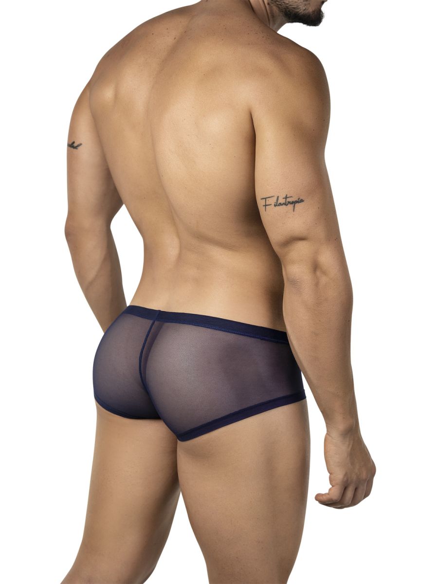 Dark blue sheer mesh briefs with solid navy trim from clever 26067 3pk australian latin trunks multi-colored set