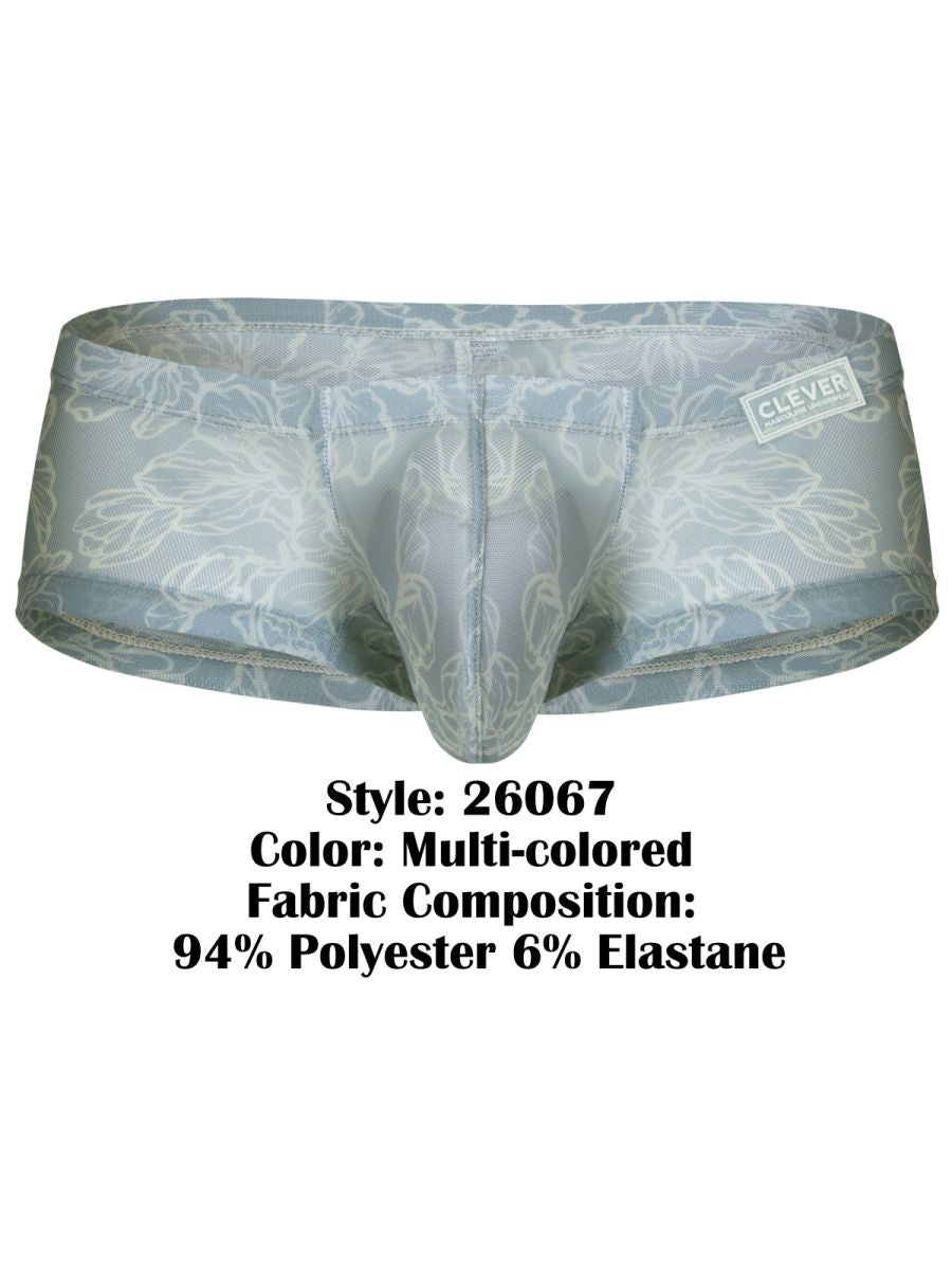 Multi-colored floral-patterned clever 26067 australian latin trunks in sheer stretchy fabric blend for men