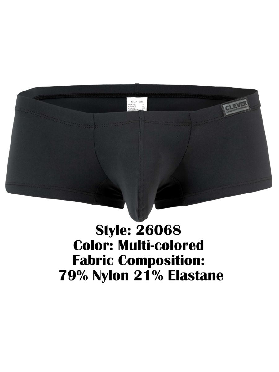 Black men’s briefs clever 26068 3pk australian latin trunks multi-colored made of 79 nylon 21 elastane