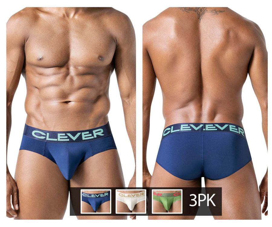 Clever 519968 3PK Australian Latin Briefs Color Beige-Blue-Green - DealByEthan.gay loves Clever