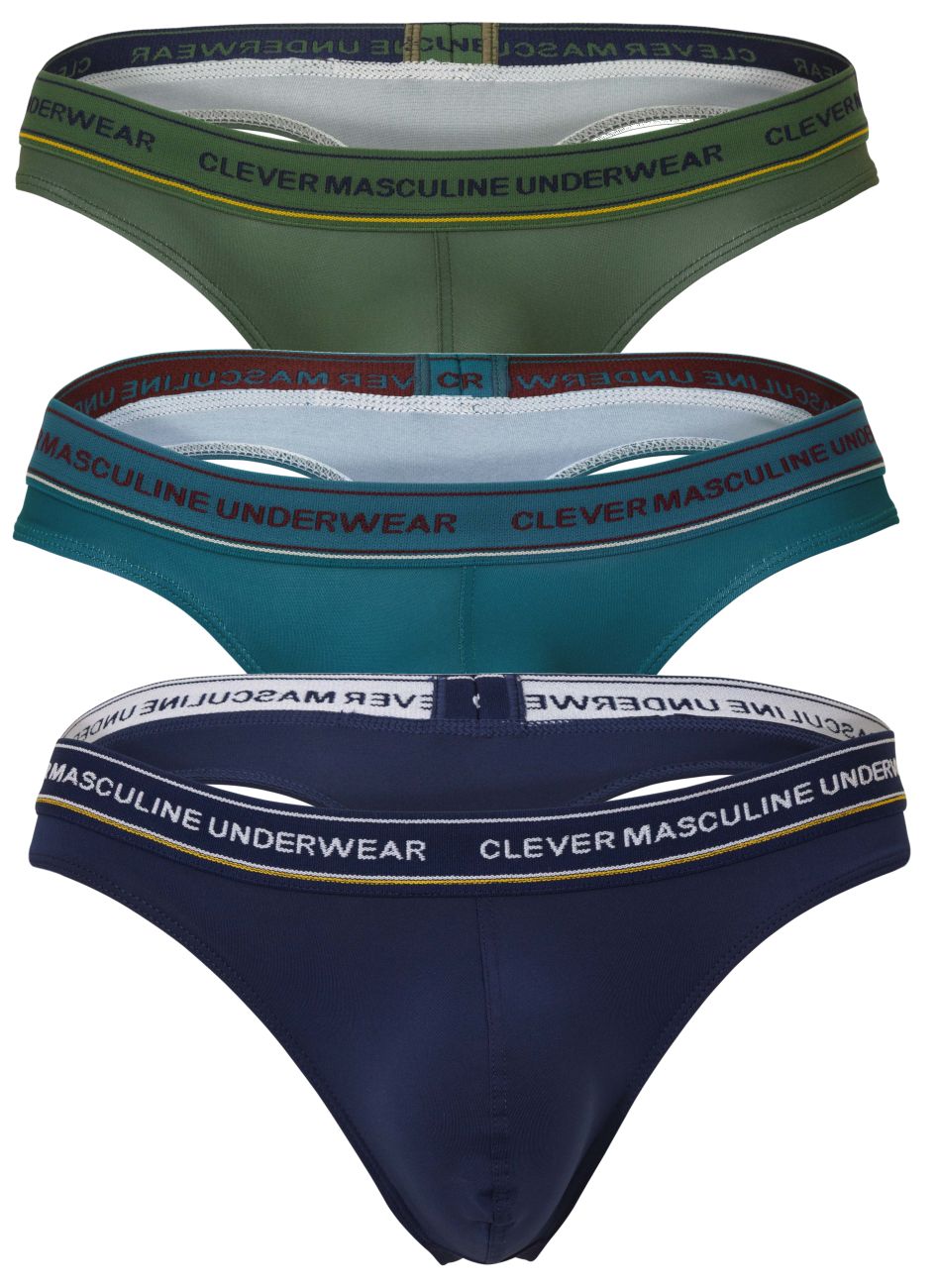 Clever 100010 3er-Pack australische Latin-Tangas, Farbe Blau-Petrol-Grün