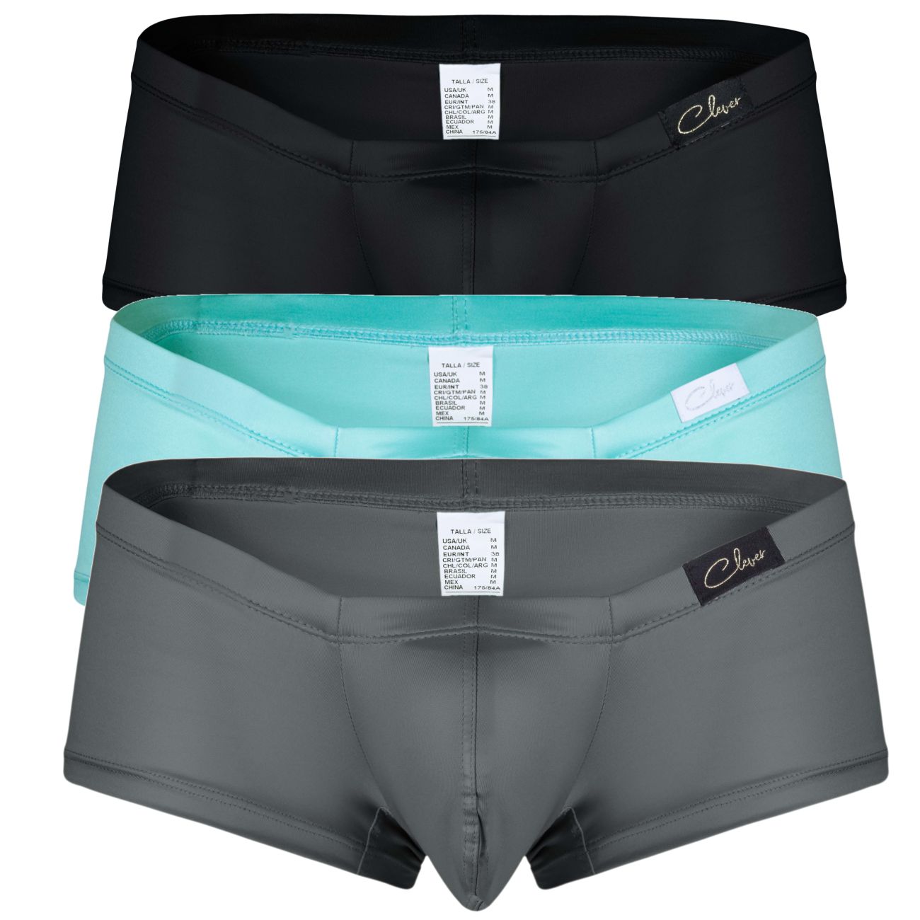 Clever 229952 3PK Autralian Latin Trunks Color Blue-Green-Black