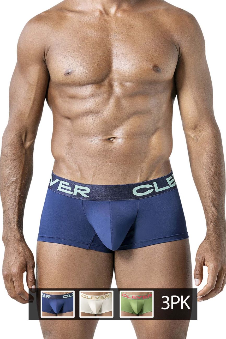 Clever 229953 3er-Pack australische Latino-Badehosen, Farbe Beige-Blau-Grün