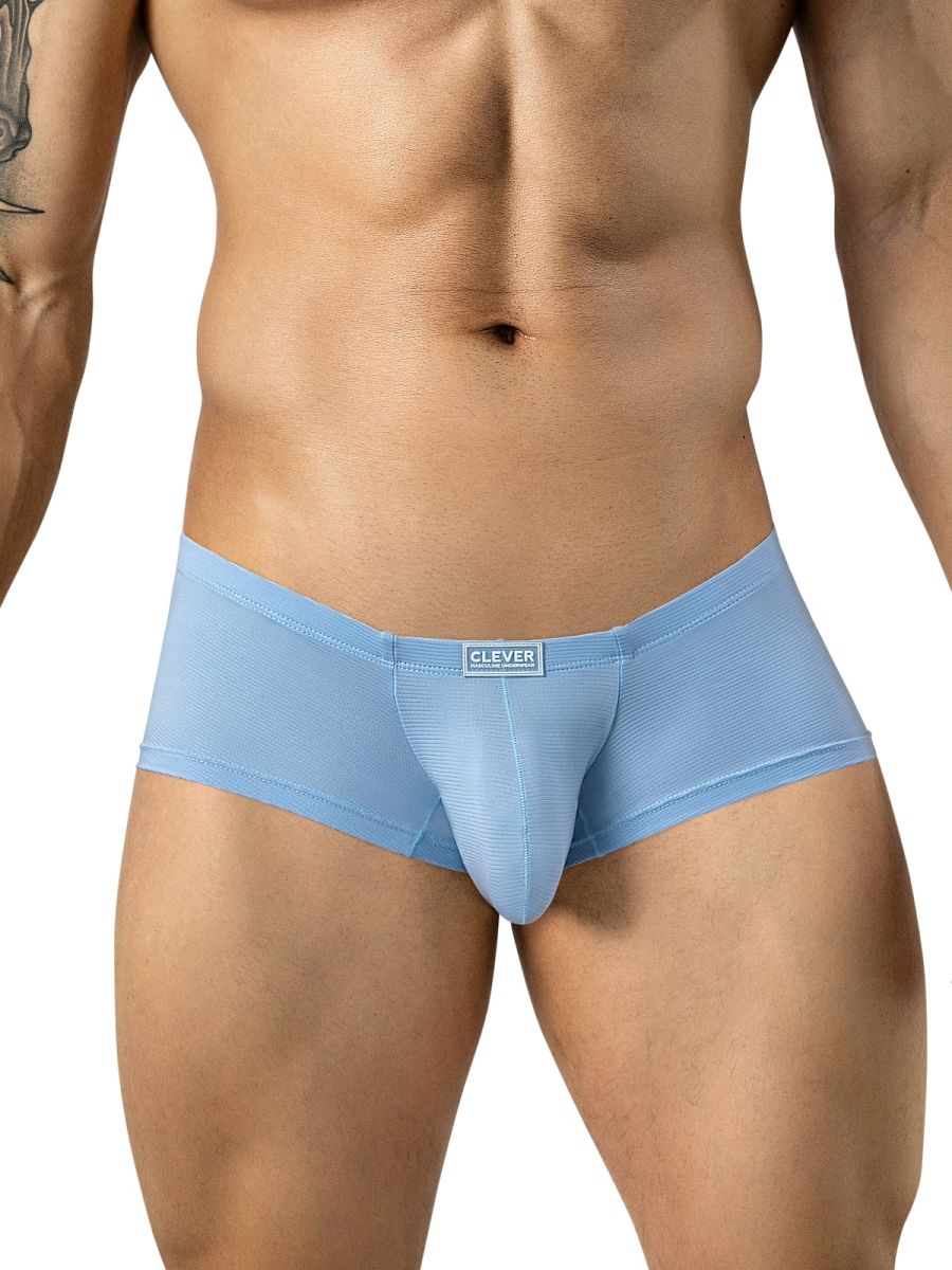 Light blue Clever Moda Cronos trunks with a small logo patch on the waistband.