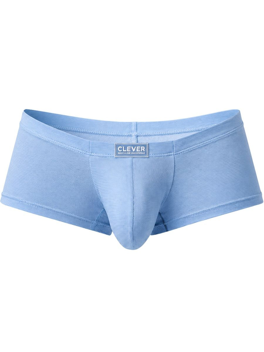 Light blue Clever trunks with a textured knit fabric and a centered brand logo on the waistband.
