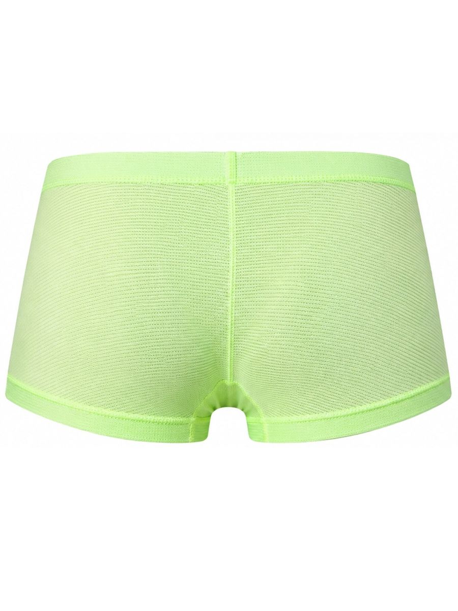 Neon green Clever Moda Cronos trunks shown from the back against a plain white background.