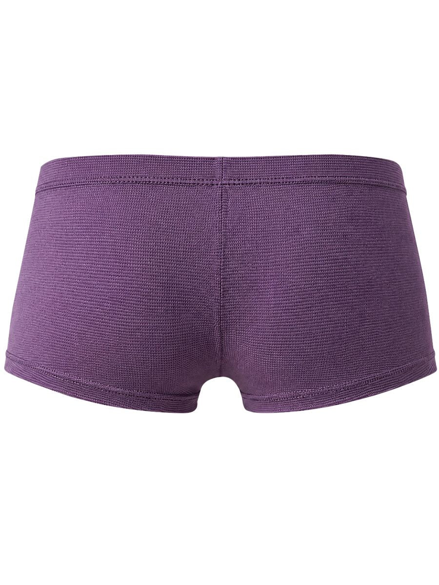 Lilac men's trunks viewed from the back, showing textured fabric.